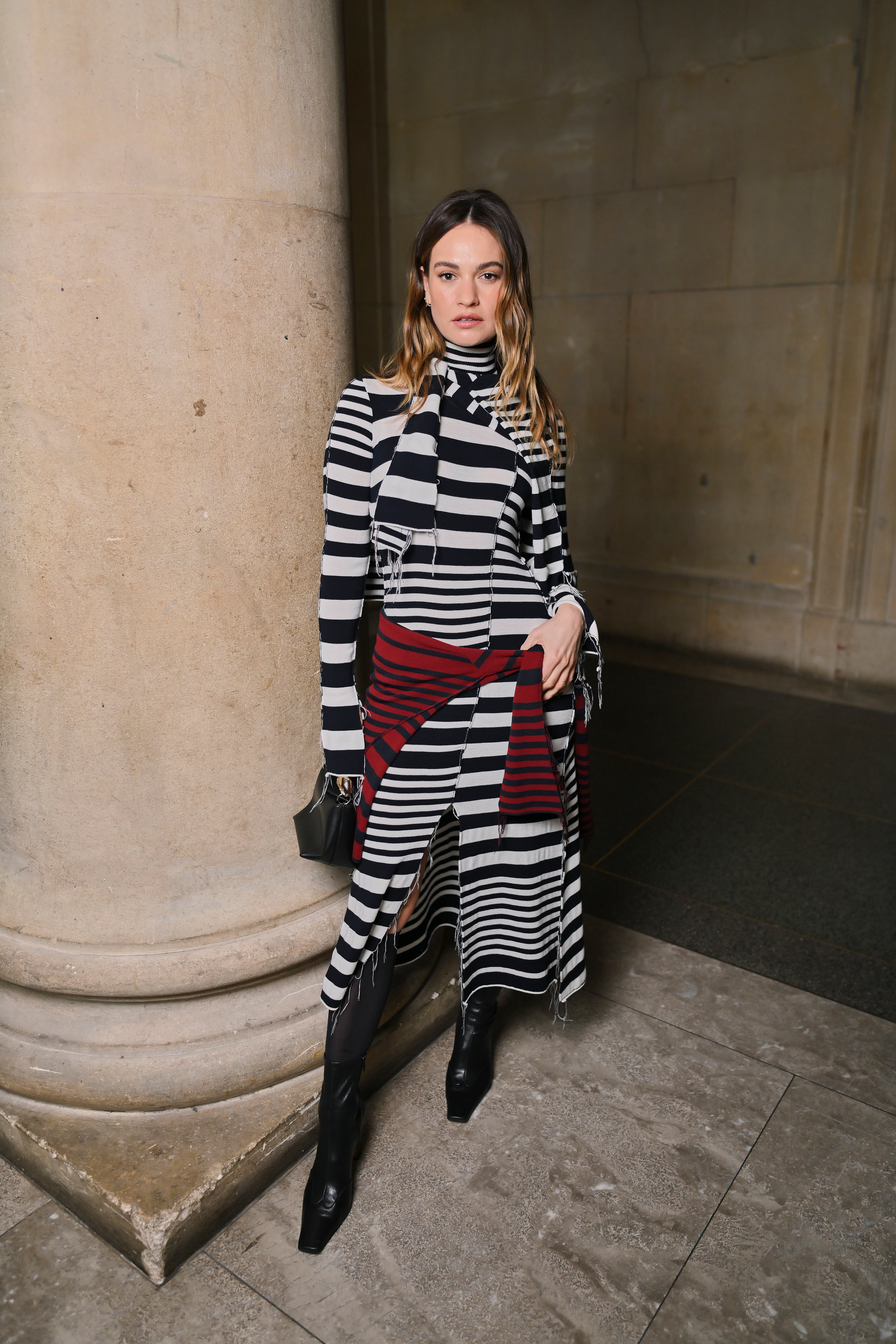 LONDON, ENGLAND - FEBRUARY 22: Lily James attends the Erdem show during London Fashion Week February...