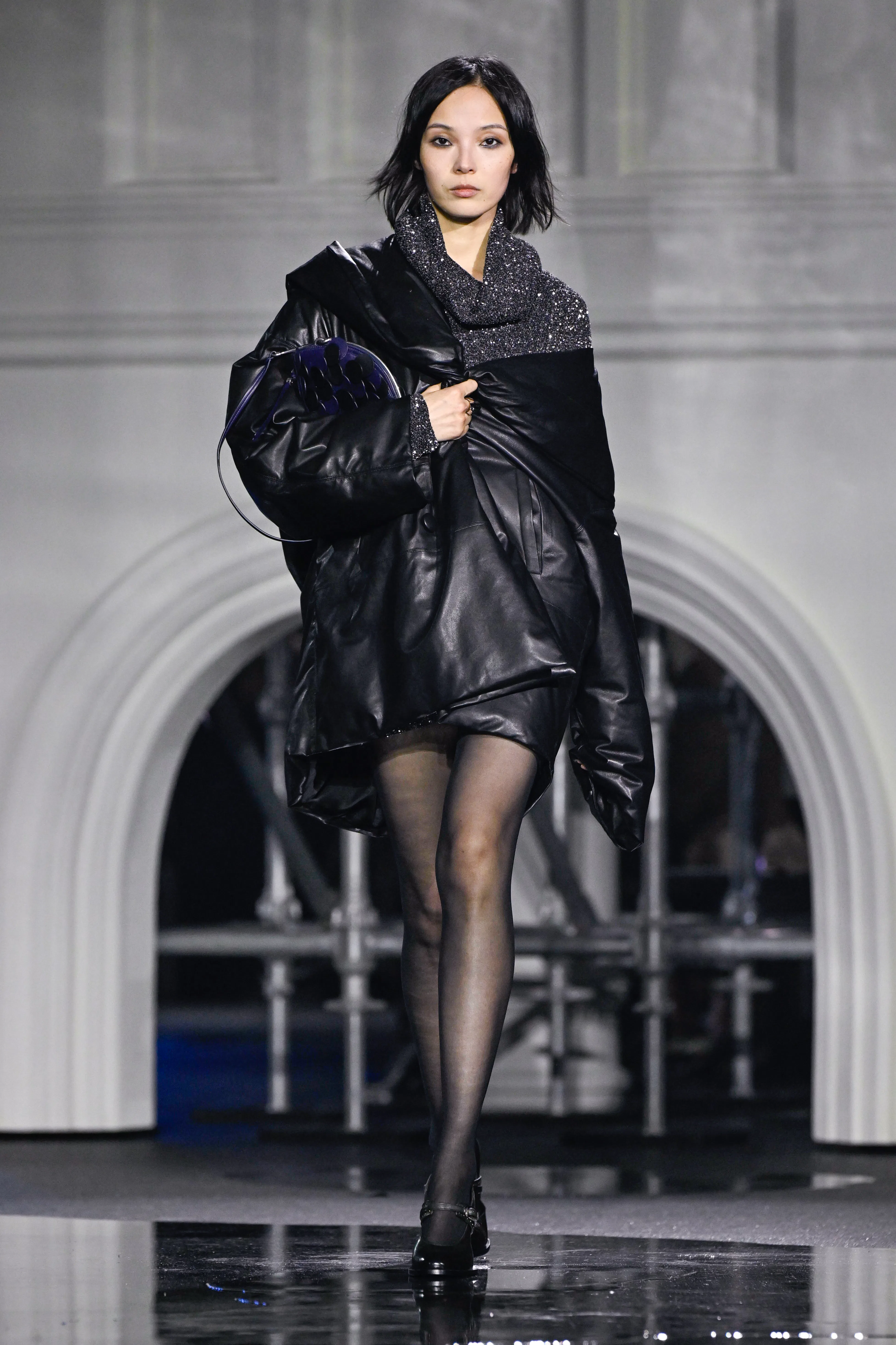 Xiao Wen Ju on the runway at the Burberry fashion show as part of London Fashion Week 