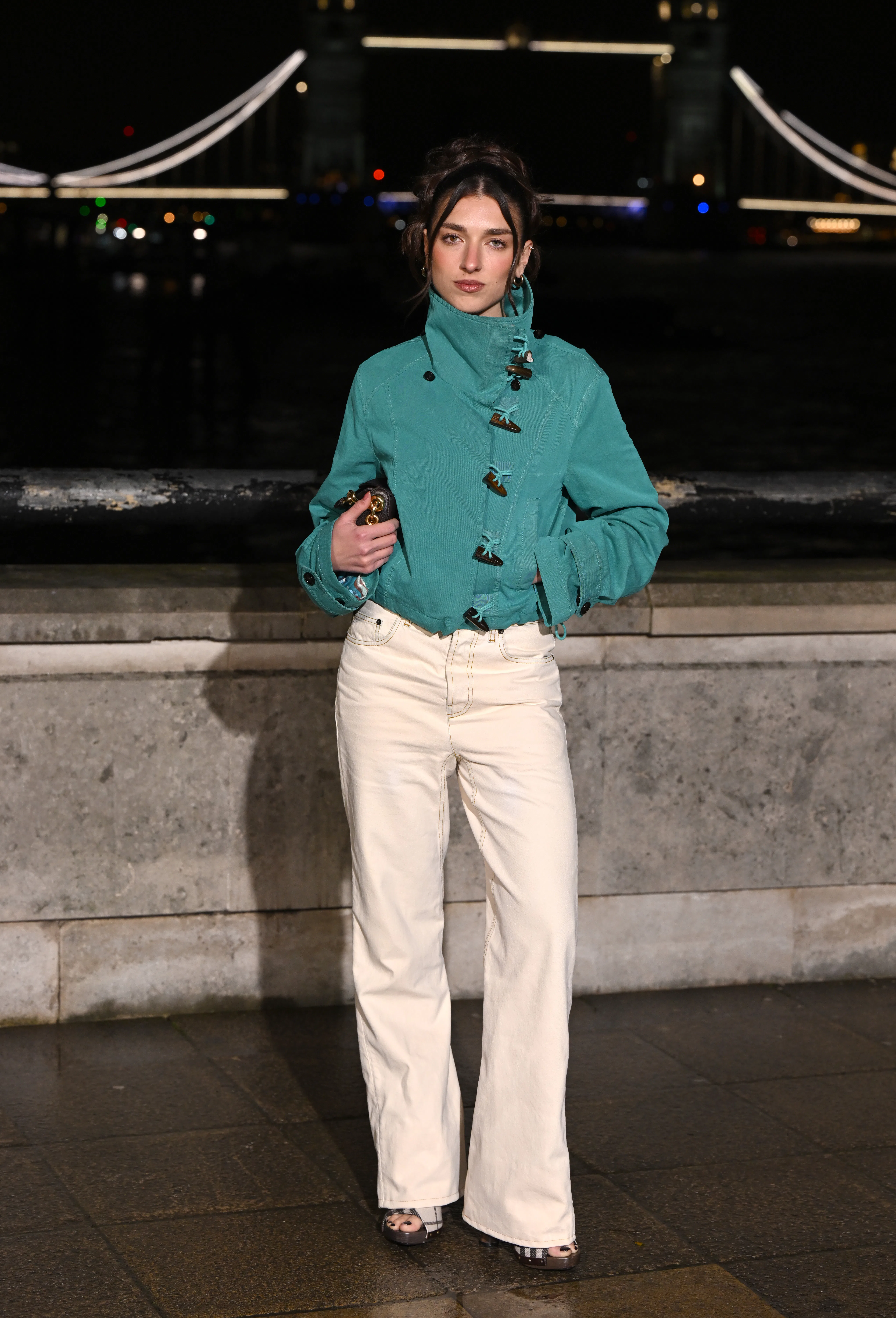 LONDON, ENGLAND - FEBRUARY 23: Rina Lipa attends the Burberry show during London Fashion Week Februa...