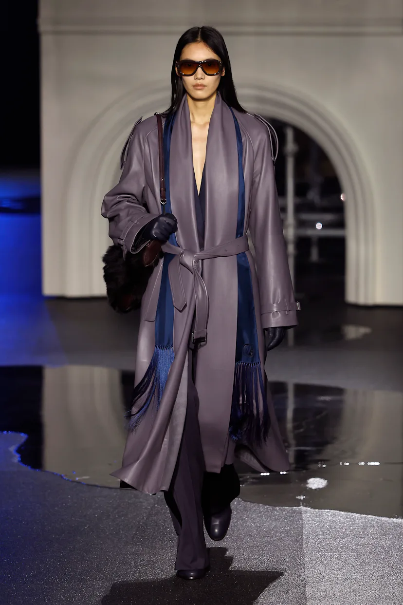 A model walks the runway at the Burberry show during London Fashion Week February 2026