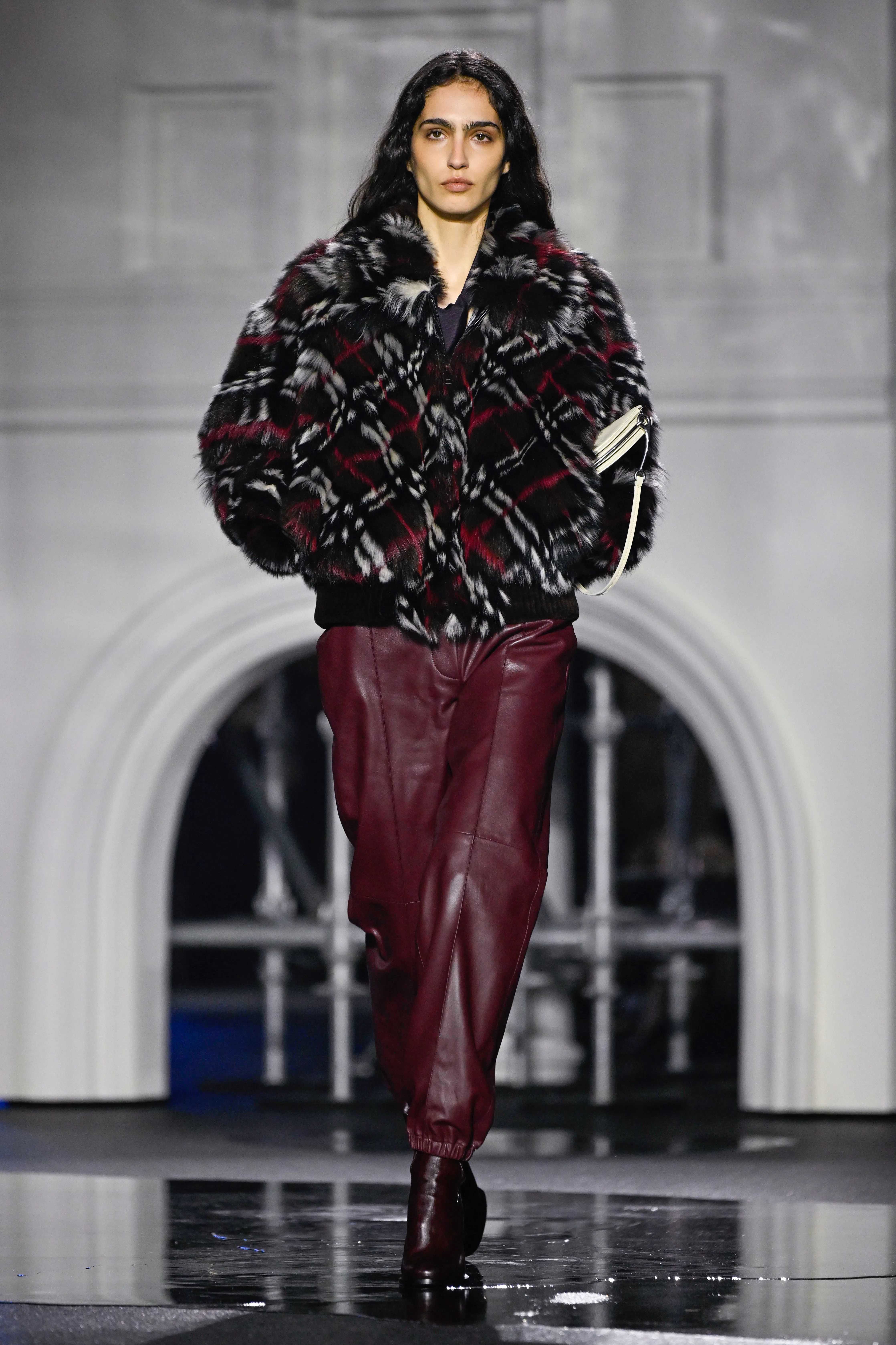 Model on the runway at the Burberry fashion show as part of London Fashion Week Fall 2026