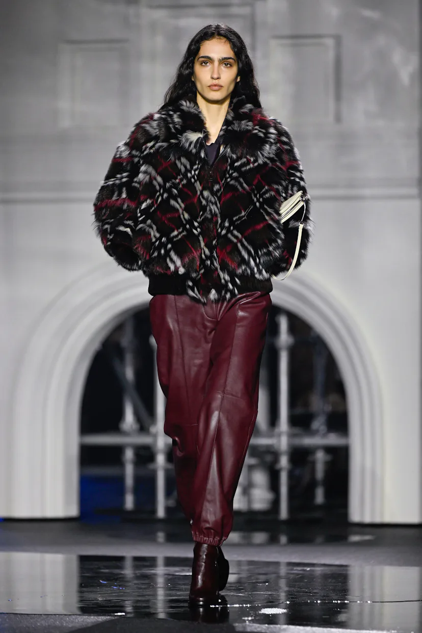 Model on the runway at the Burberry fashion show as part of London Fashion Week Fall 2026