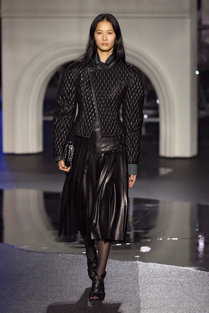 A model walks the runway at the Burberry show during London Fashion Week