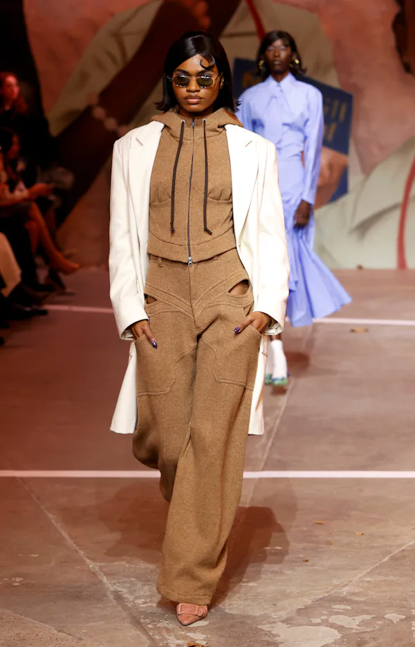 A model walks the runway at the NEWGEN Tolu Coker show during London Fashion Week February 2026