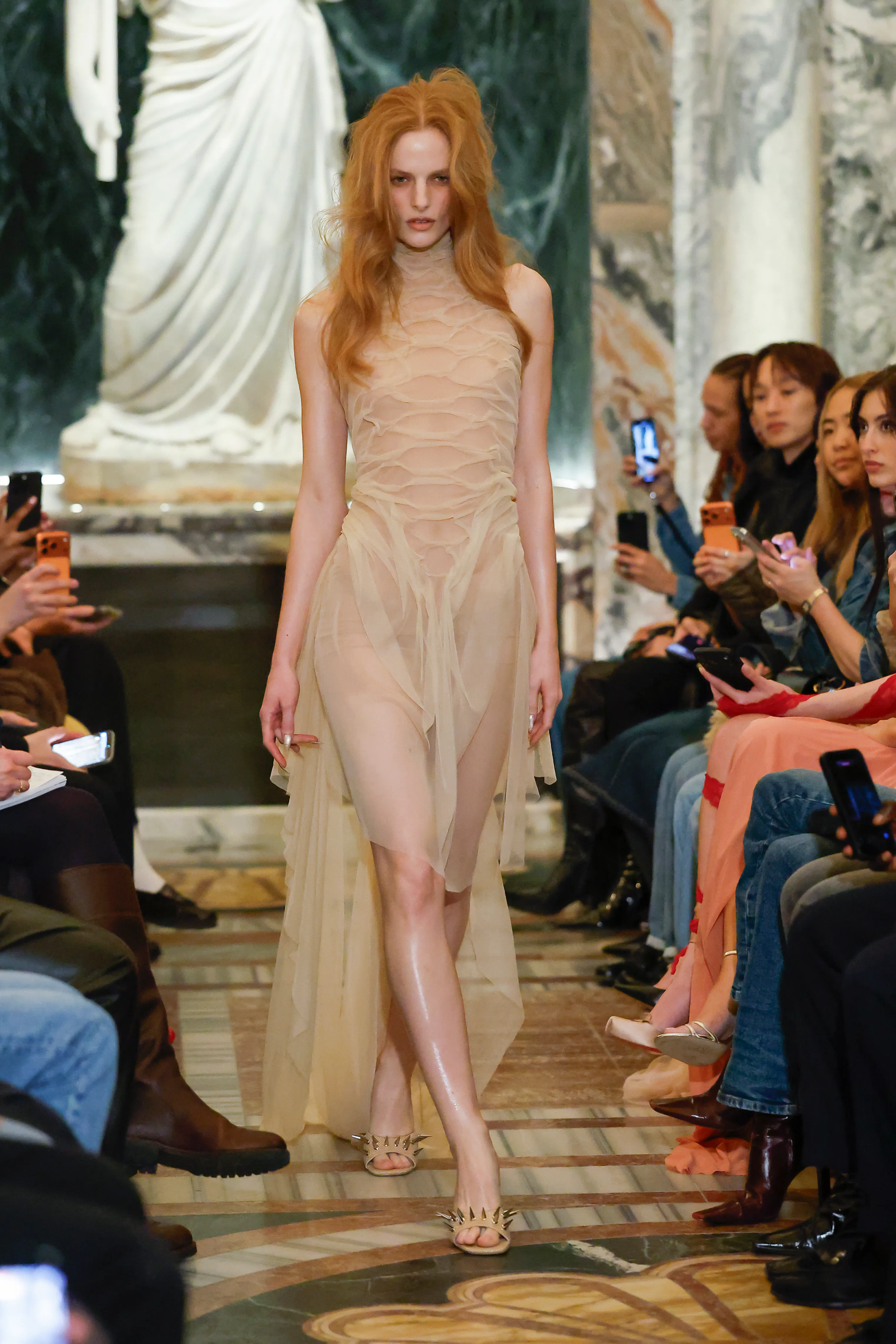 nipple dress london fashion week Model appears to suffer unfortunate nip slip on catwalk during bizarre  A.W.A.K.E. MODE show at London Fashion Week