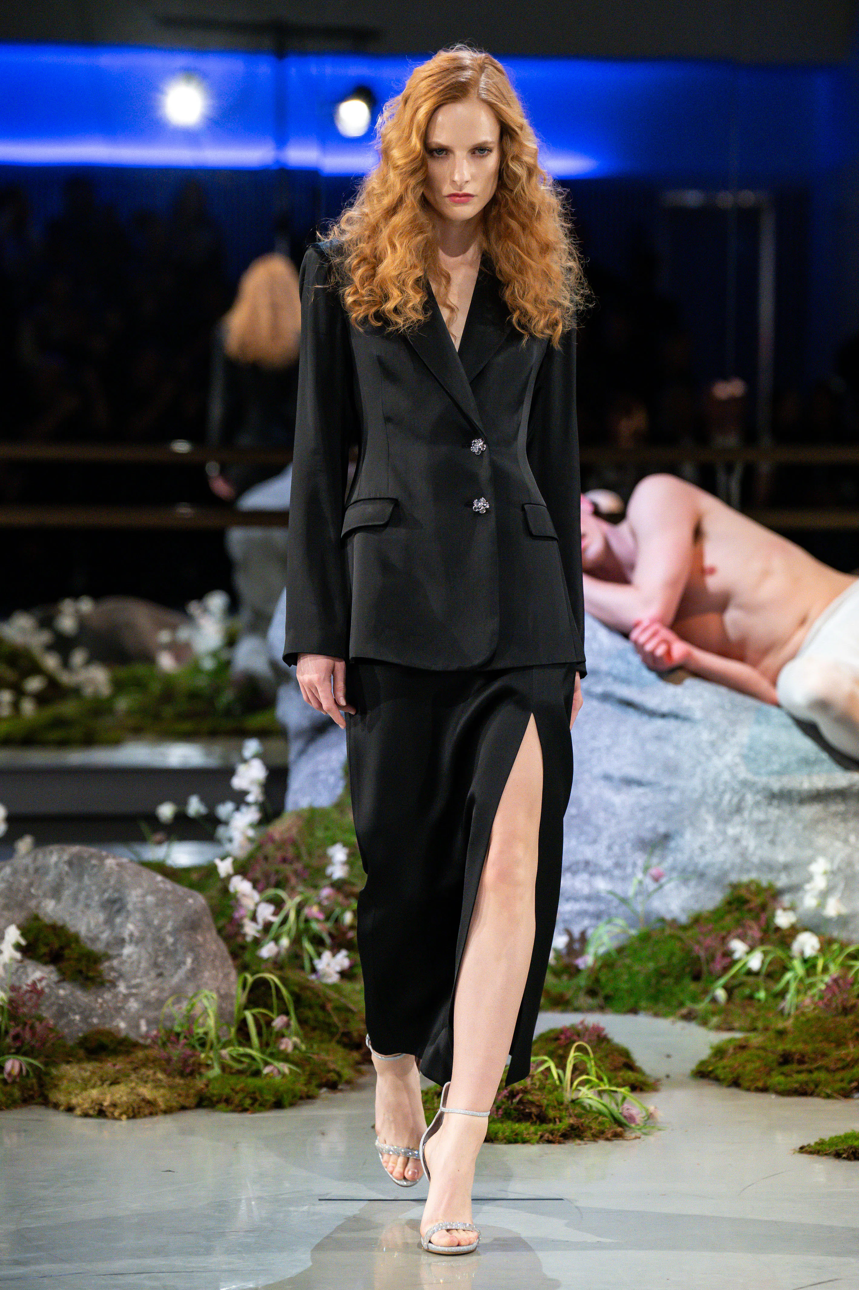 A model walks the runway at the Patrick McDowell 