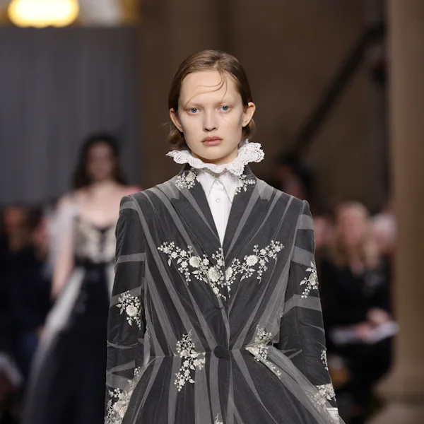 A model walks the runway at the Erdem show during London Fashion Week February 2026