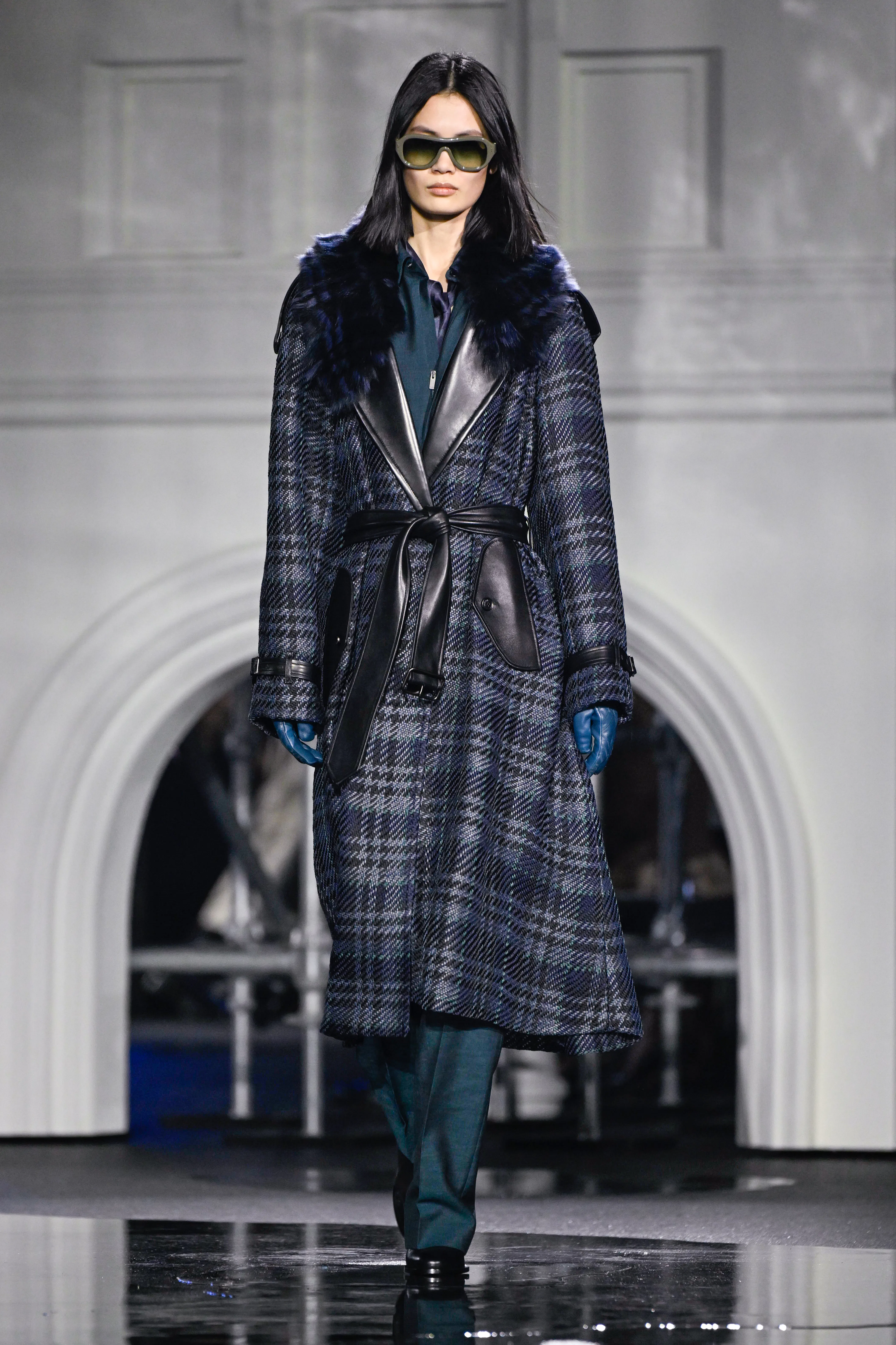 Model on the runway at the Burberry fashion show as part of London Fashion Week Fall 2026 