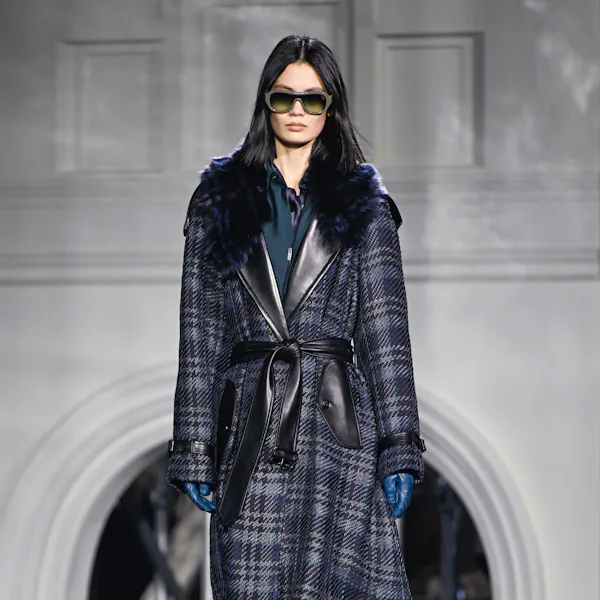Model on the runway at the Burberry fashion show as part of London Fashion Week Fall 2026