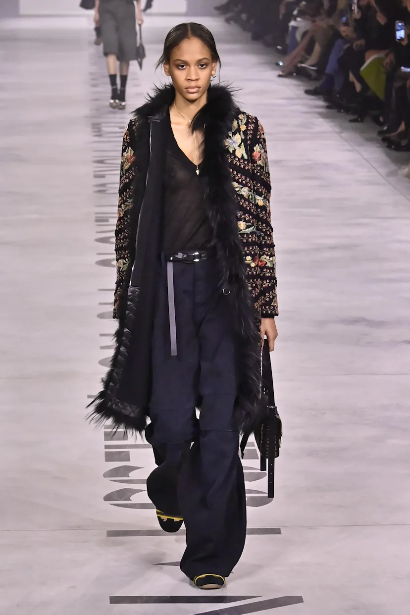 A model walks the runway at the Fendi Ready to Wear Fall/Winter 2026/2027 fashion show