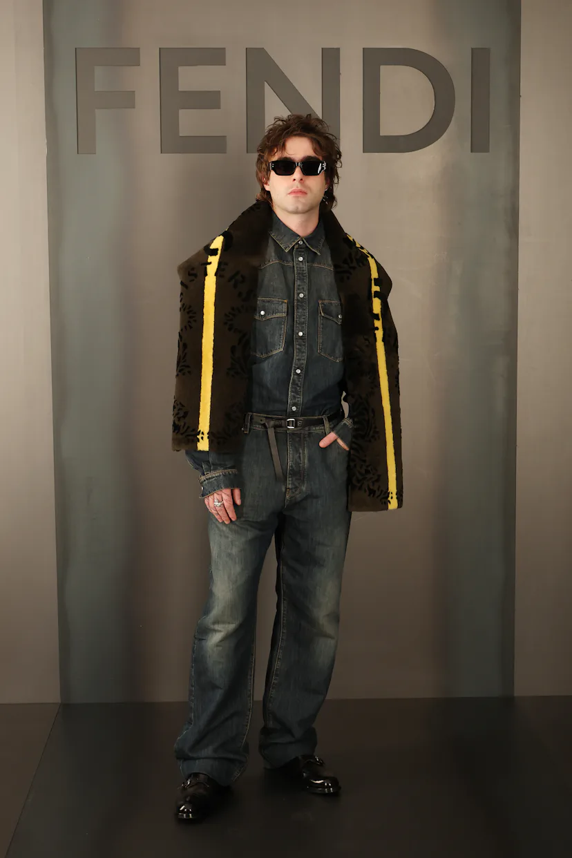MILAN, ITALY - FEBRUARY 25: Lennon Gallagher attends the Fendi fashion show during Milan Fashion Wee...