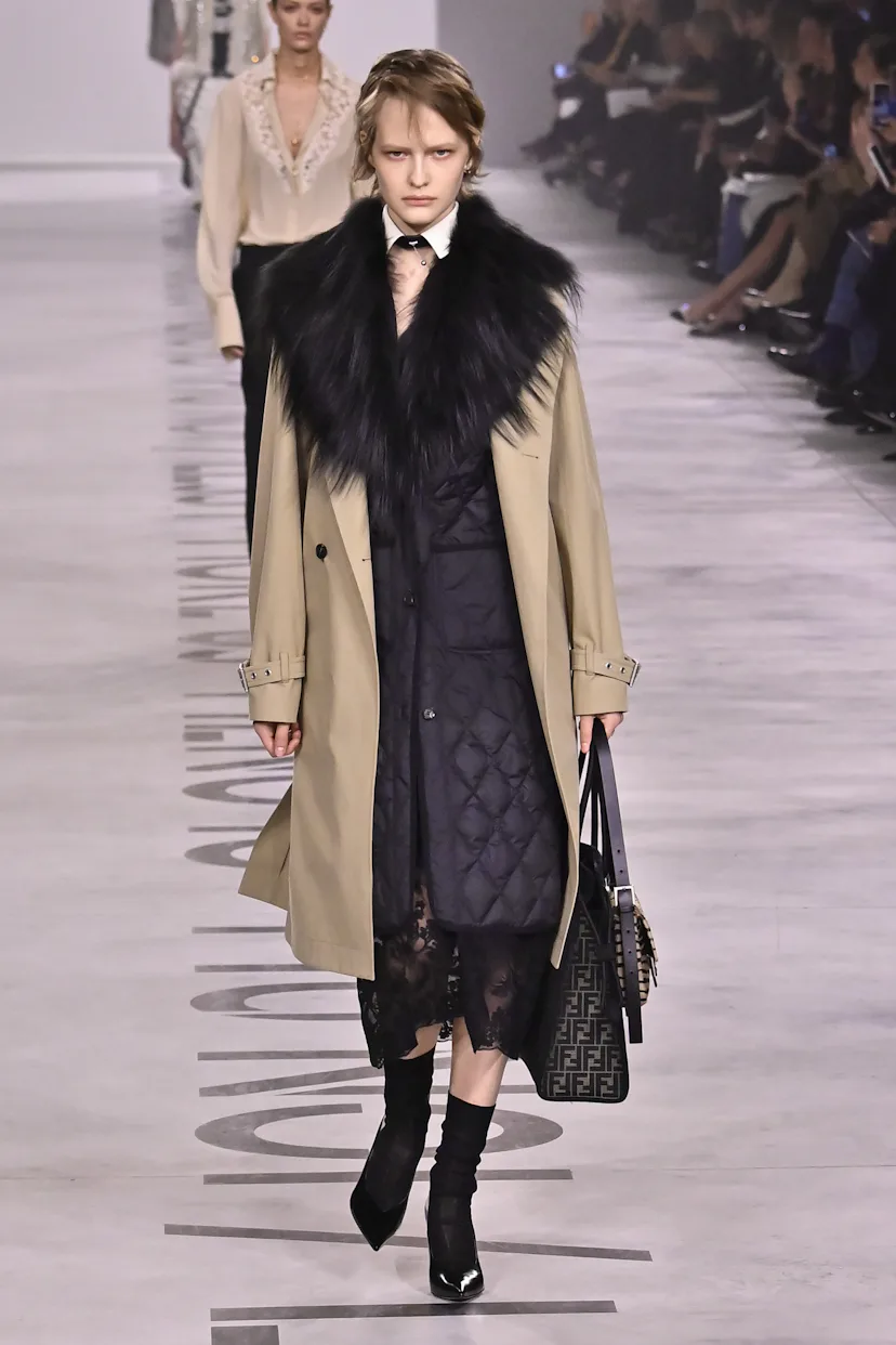 A model walks the runway at the Fendi Ready to Wear Fall/Winter 2026/2027