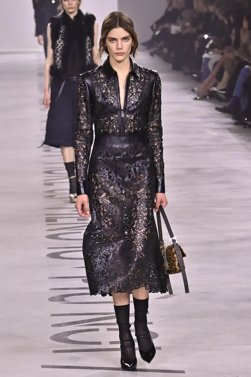 A model walks the runway at the Fendi Ready to Wear Fall/Winter 2026/2027 fashion show