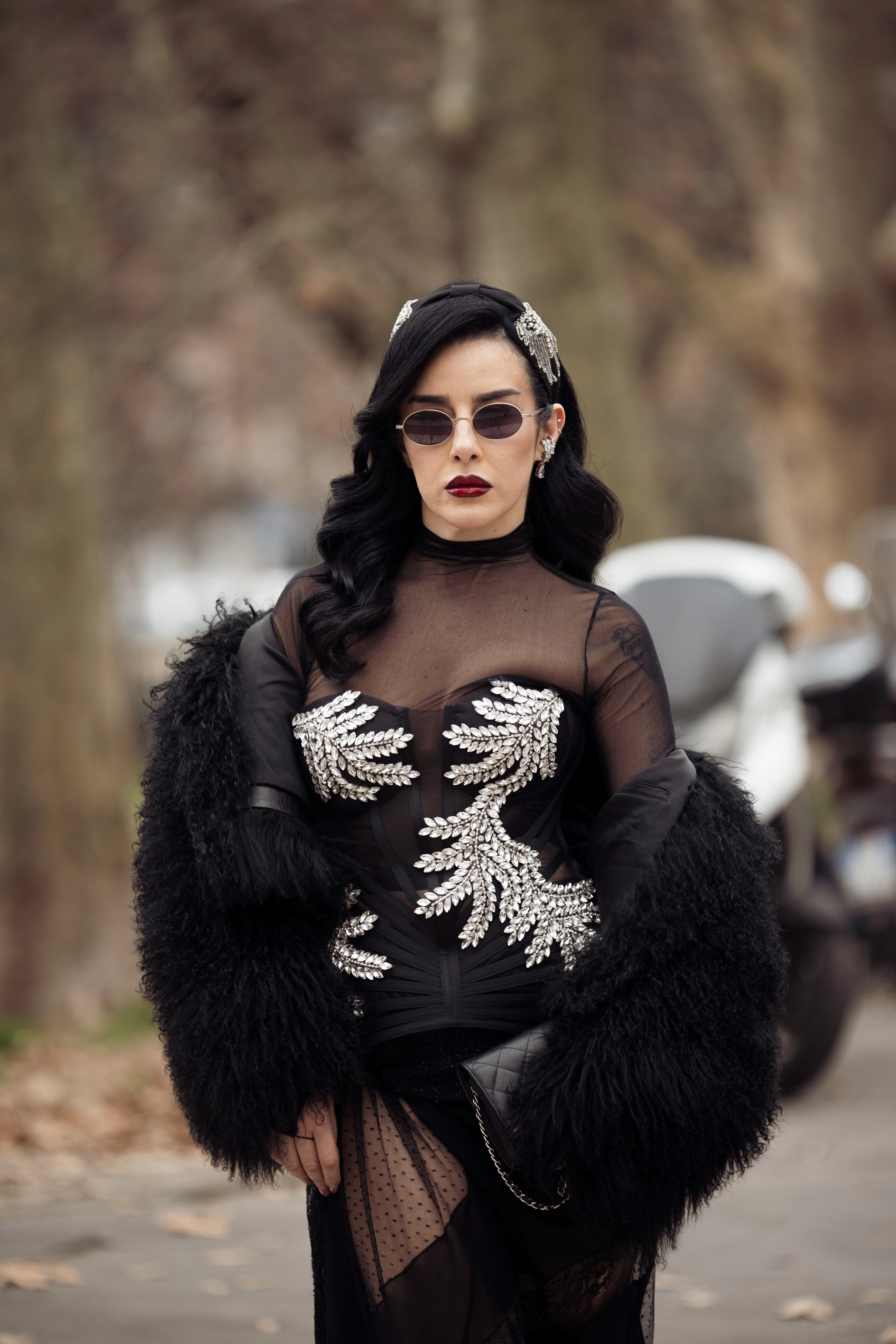 Milan Fashion Week Fall/Winter 2026 Street Style Vampy Lips