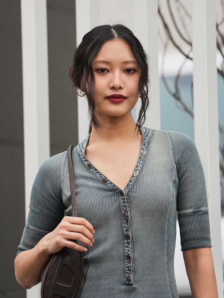 Milan Fashion Week Fall/Winter 2026 Street Style Vampy Lips Trend