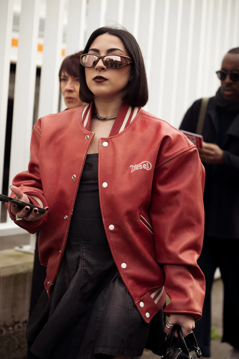 Milan Fashion Week Fall/Winter 2026 Street Style Vampy Lips