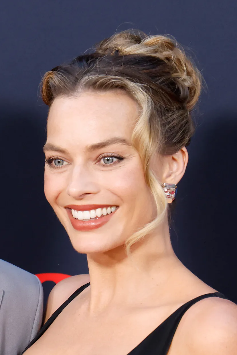 Margot Robbie with a prom updo hairstyle