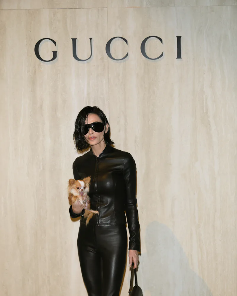 Demi Moore in leather at Gucci
