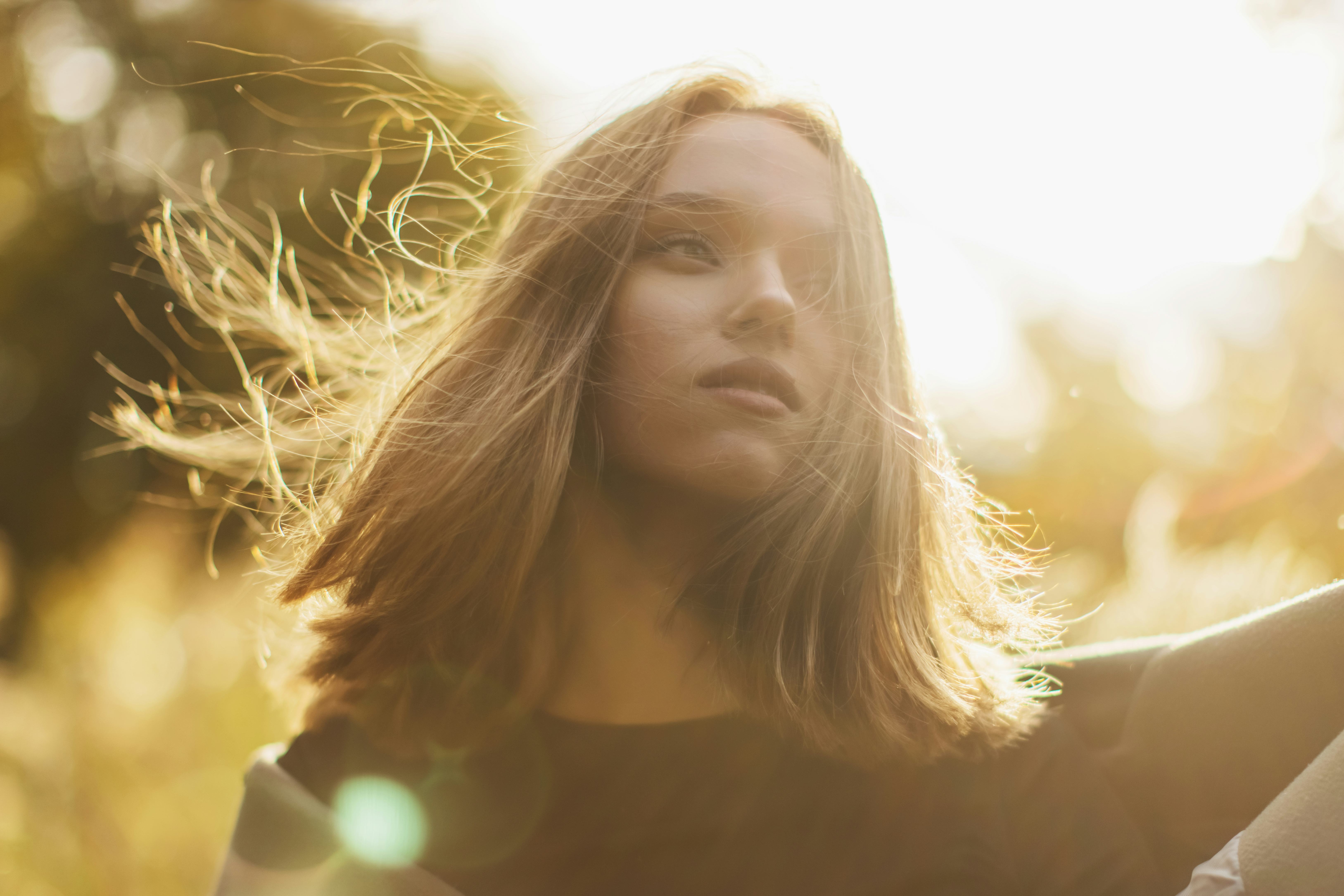 Woman in autumn forest