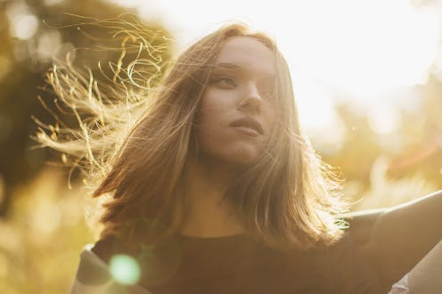 Woman in autumn forest