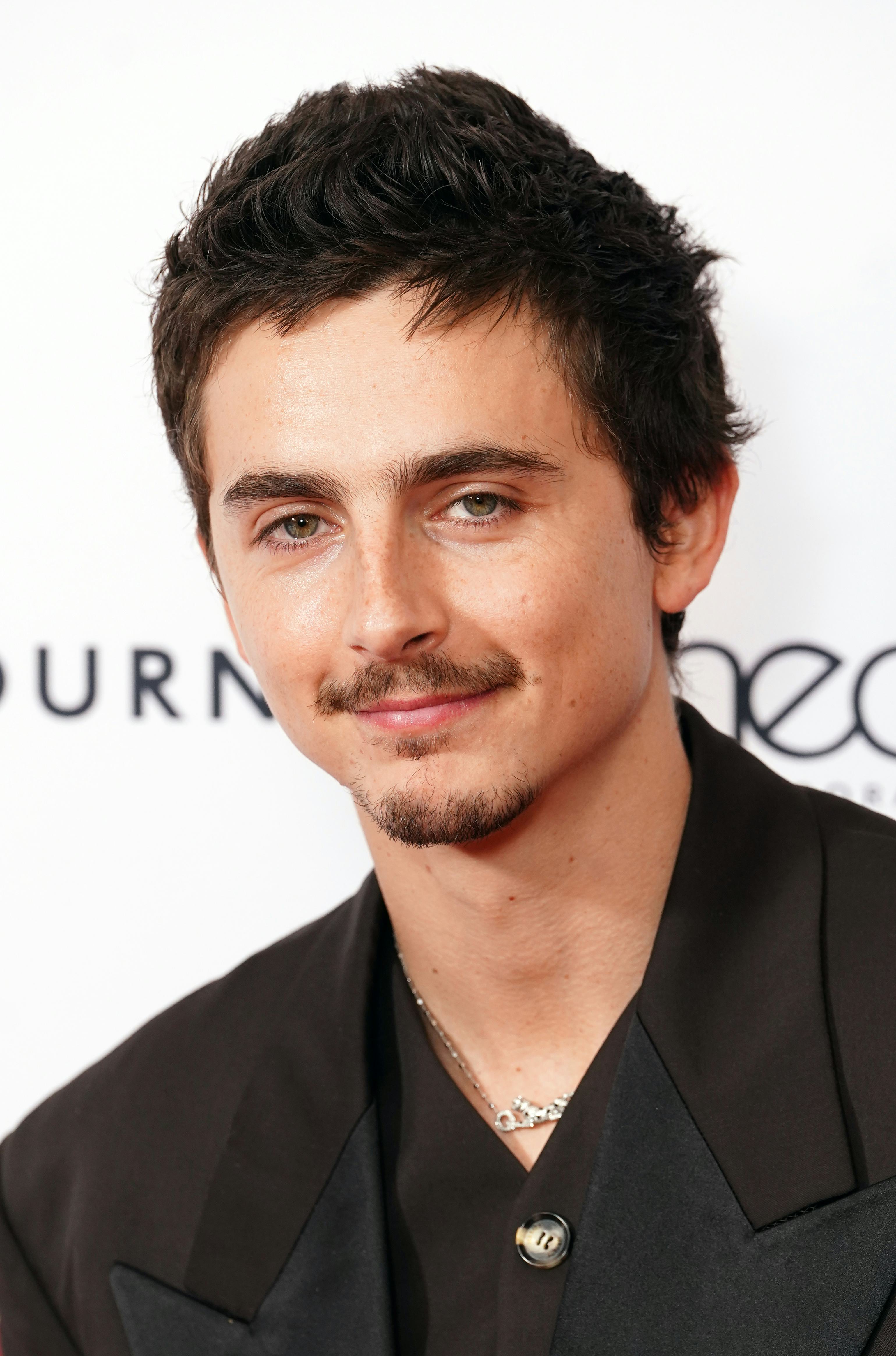 Timothee Chalamet, winner of the Actor of the Year award, in the winner's room at the Critics' Circl...