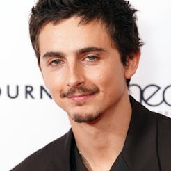 Timothee Chalamet, winner of the Actor of the Year award, in the winner's room at the Critics' Circl...