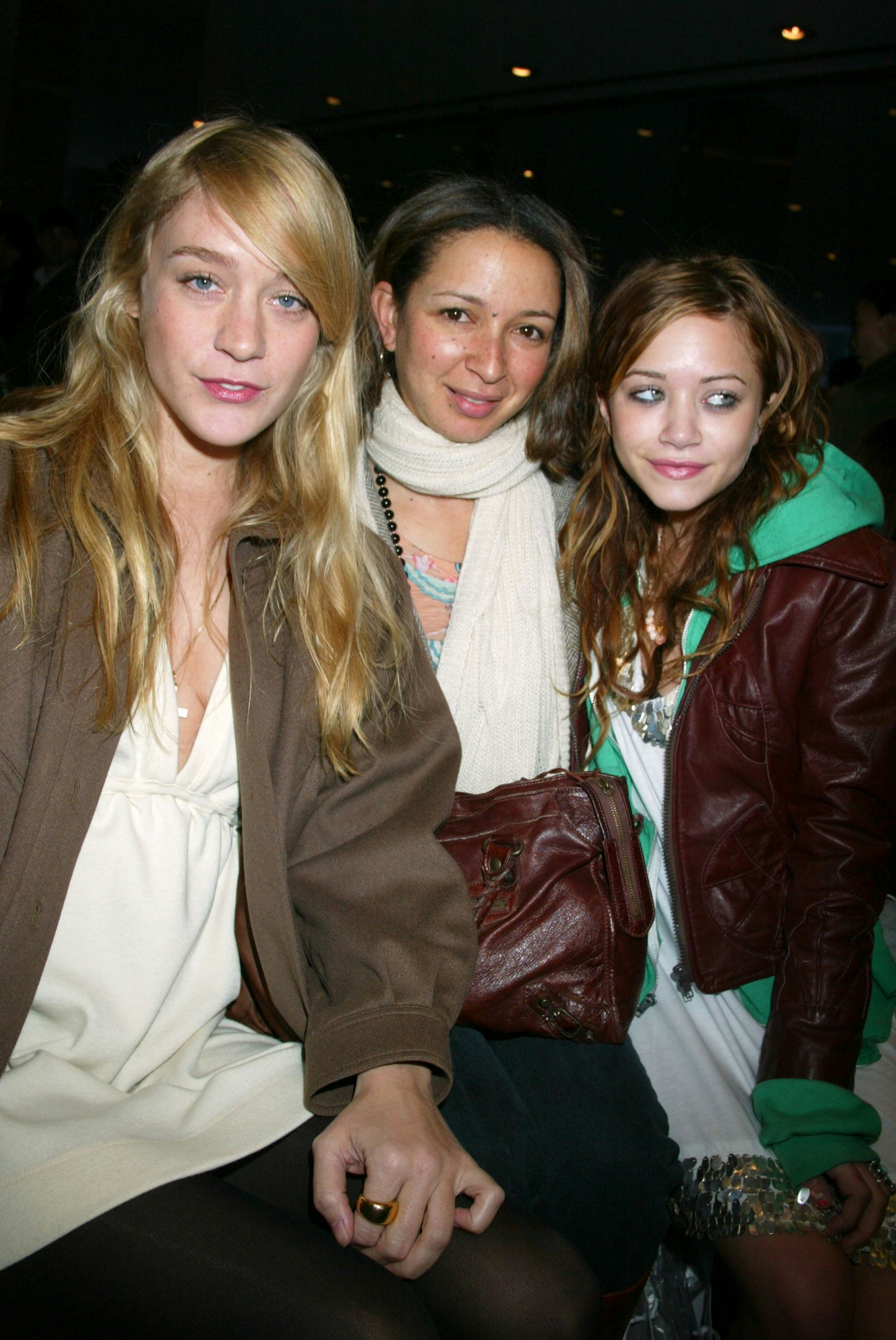 Chloe Sevigny, Maya Rudolph and Mary Kate Olsen during Olympus Fashion Week Fall 2005 - Imitation Of...