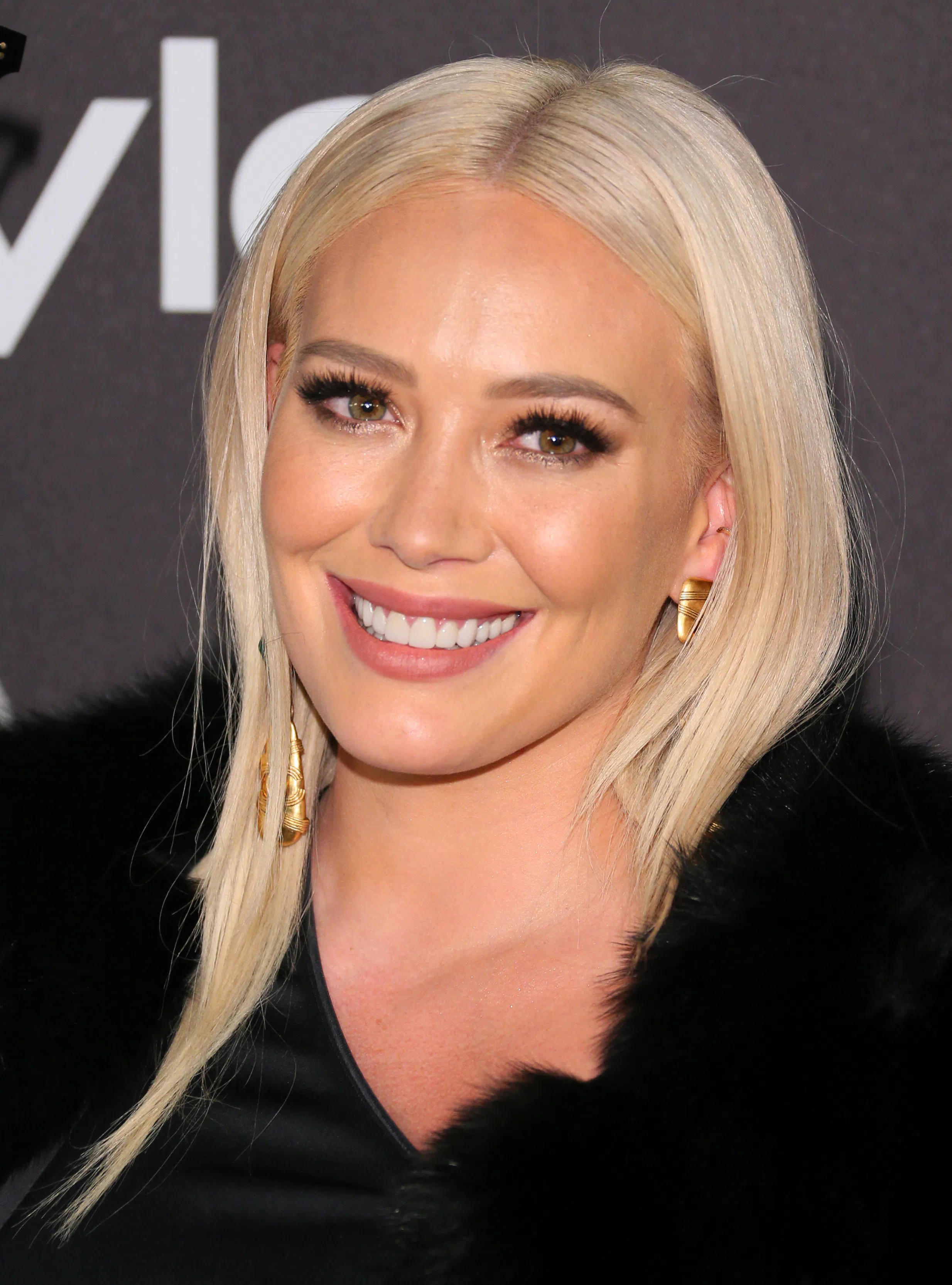 Hilary Duff with platinum blonde hair