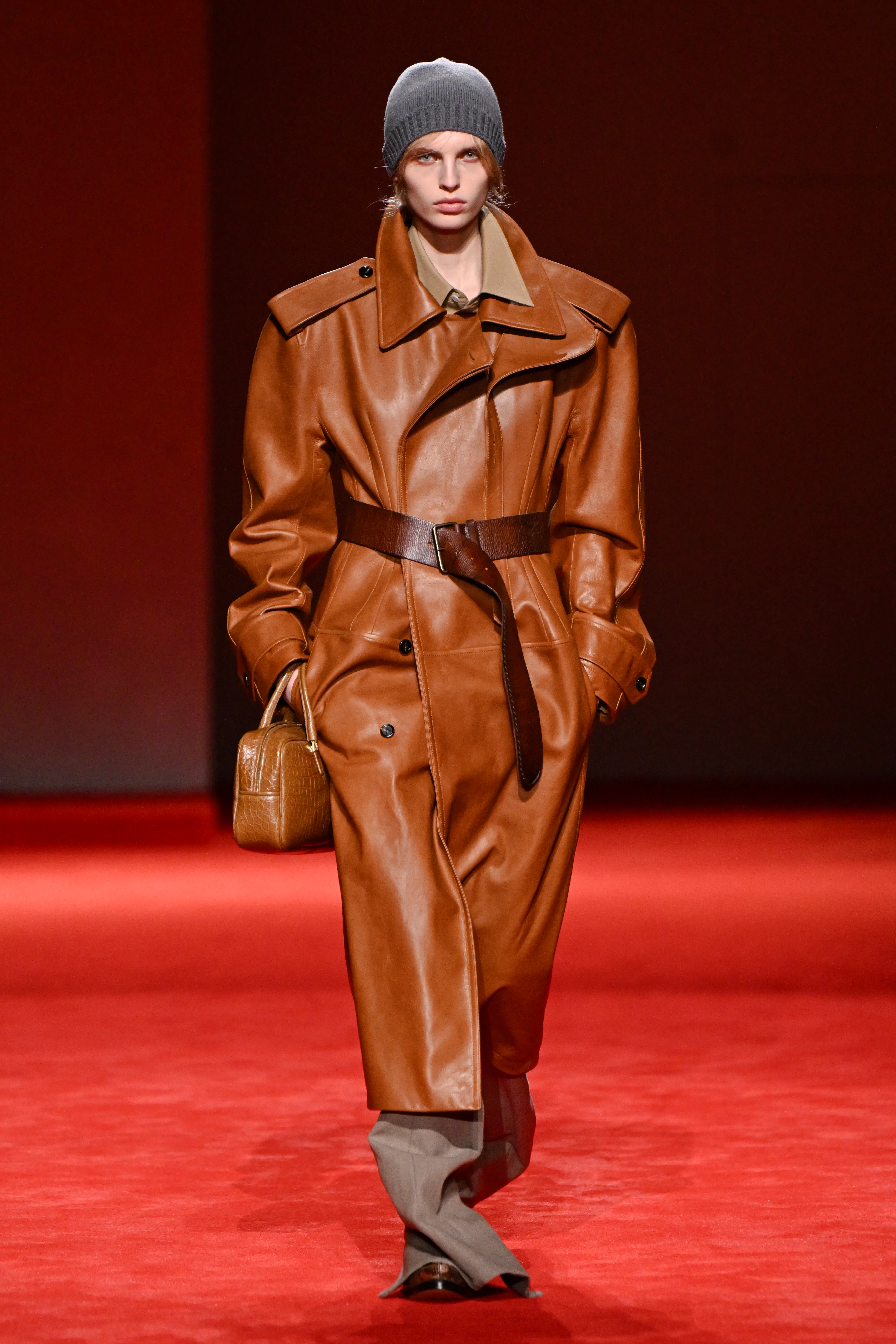 Model on the runway at the Bottega Veneta fashion show as part of Milan Fashion Week Fall 2026 