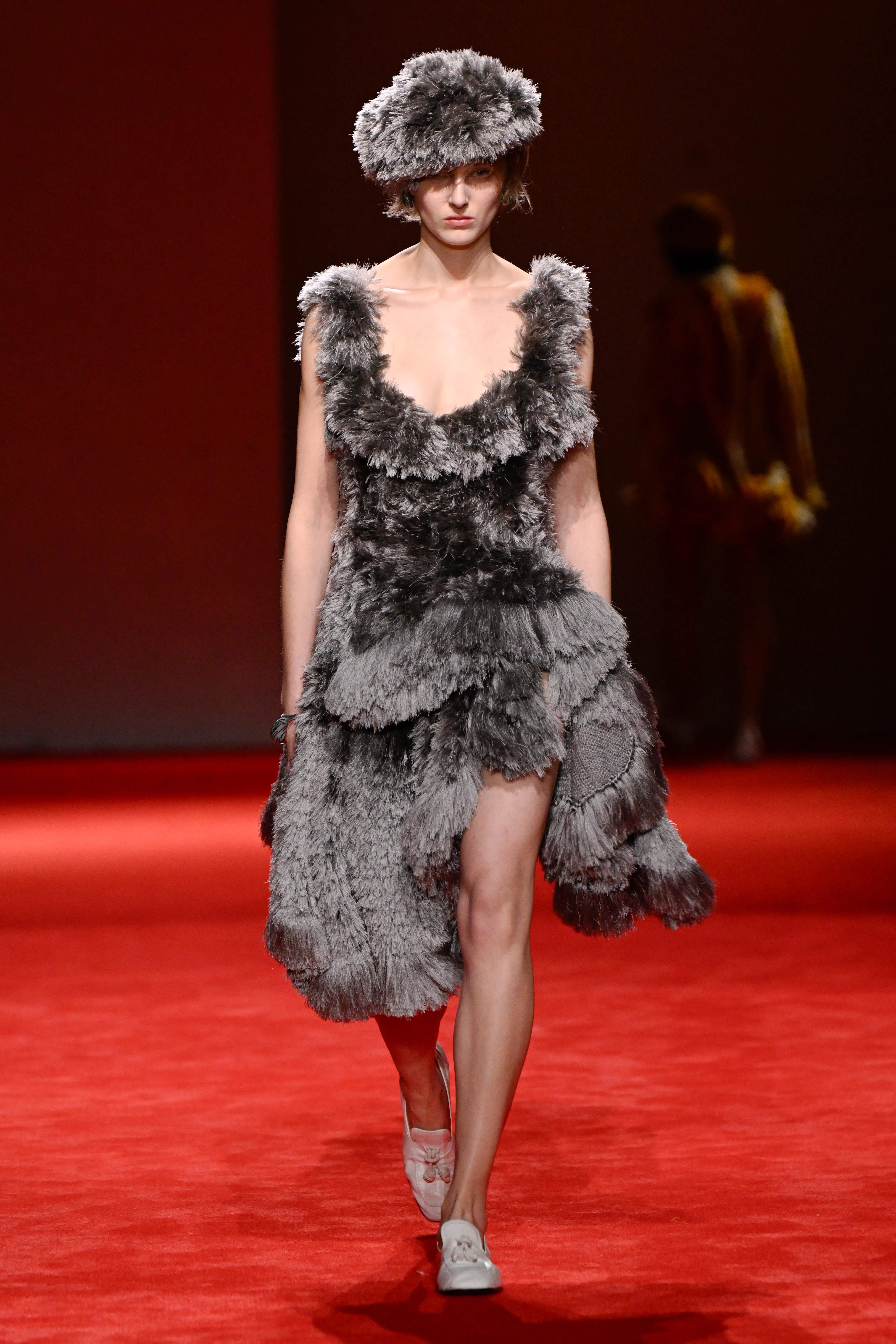 Model on the runway at the Bottega Veneta fashion show as part of Milan Fashion Week Fall 2026 