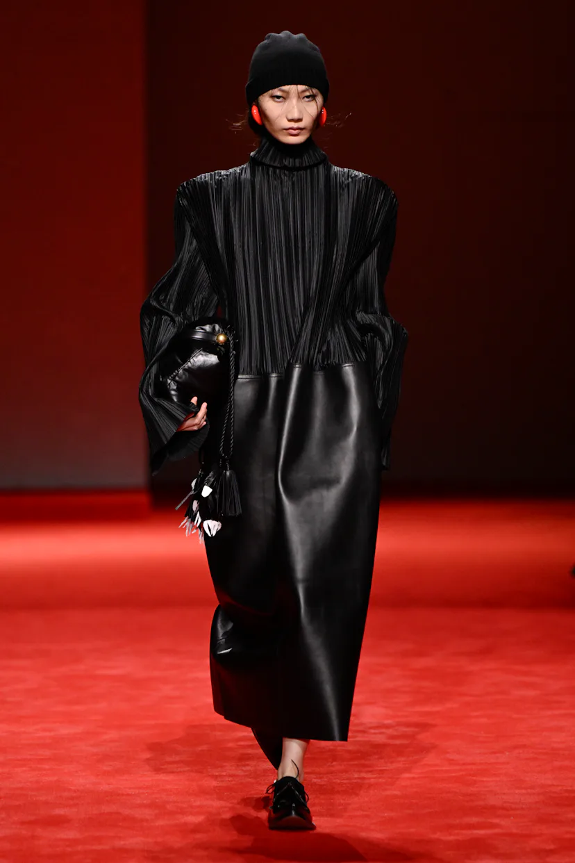 Model on the runway at the Bottega Veneta fashion show as part of Milan Fashion Week Fall 2026