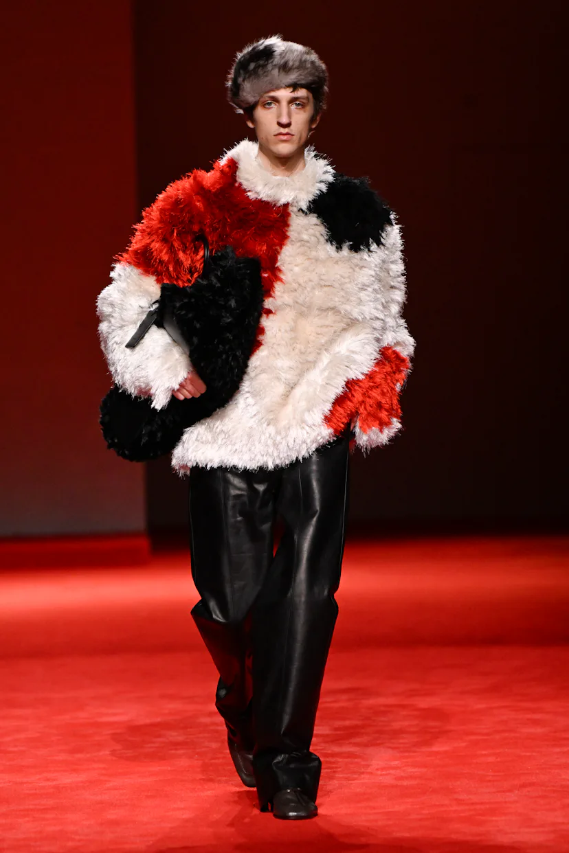 Model on the runway at the Bottega Veneta fashion show as part of Milan Fashion Week Fall 2026