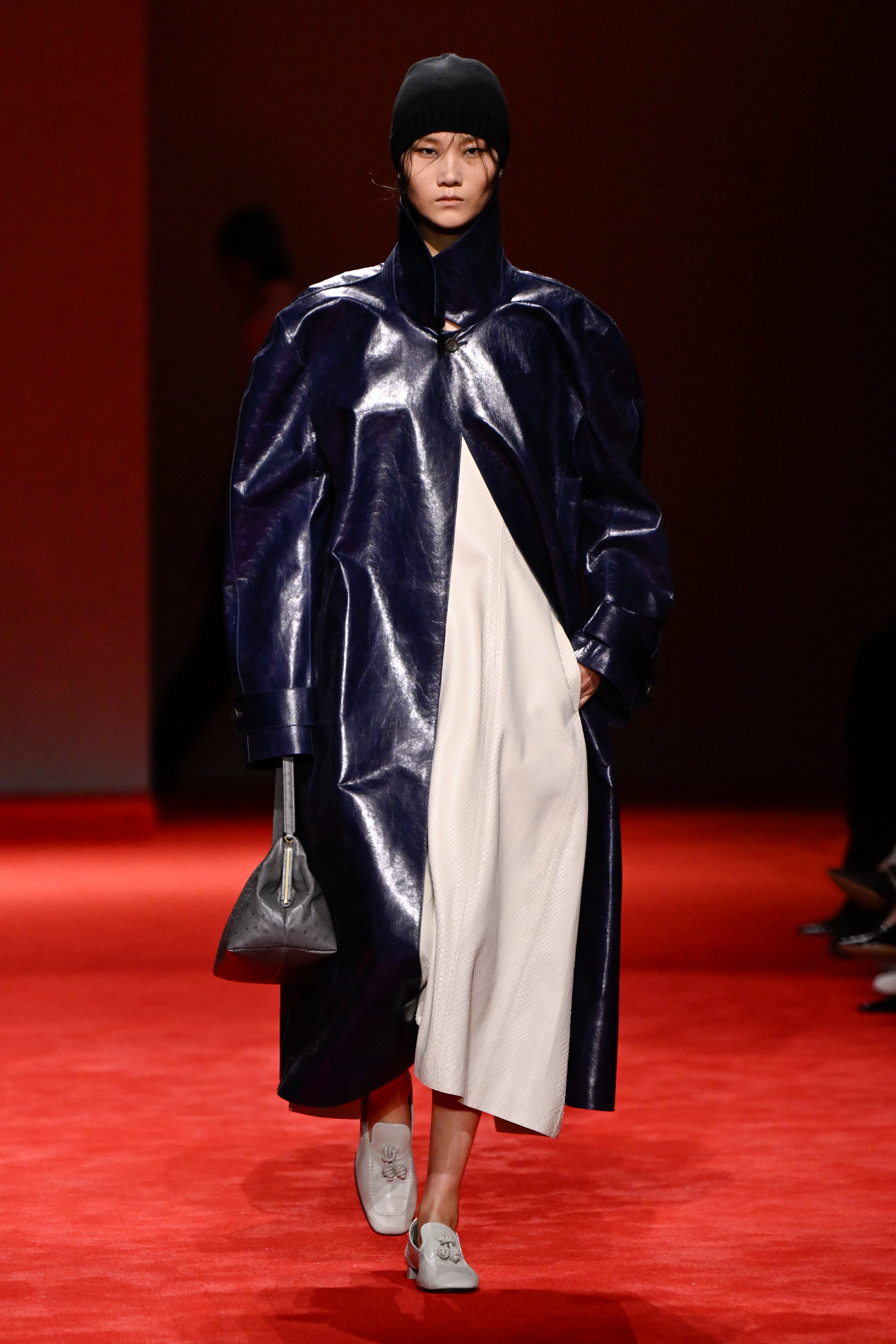 Model on the runway at the Bottega Veneta fashion show as part of Milan Fashion Week Fall 2026 