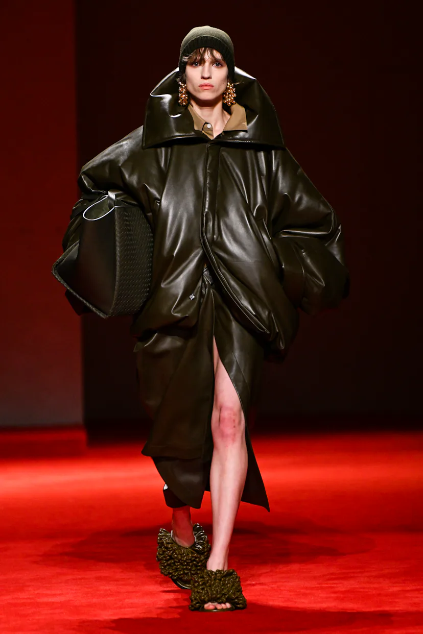 Model on the runway at the Bottega Veneta fashion show as part of Milan Fashion Week Fall 2026