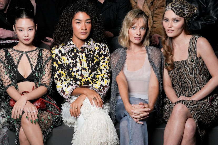 Jennie Kim, Olivia Dean, Margot Robbie and Lily-Rose Depp at the Chanel fashion show as part of Pari...