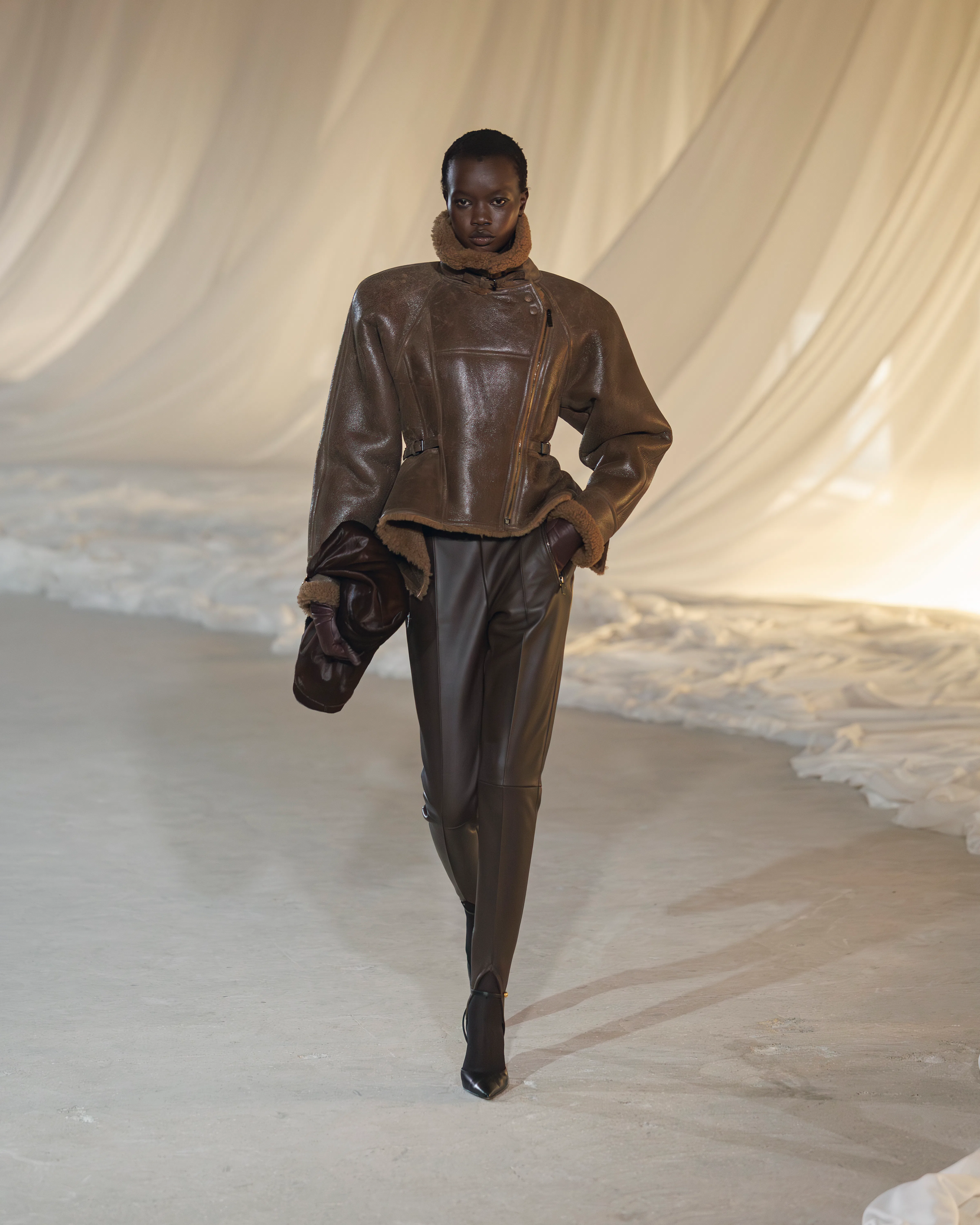 A model walks the runway during the Balmain Womenswear Fall/Winter 2026