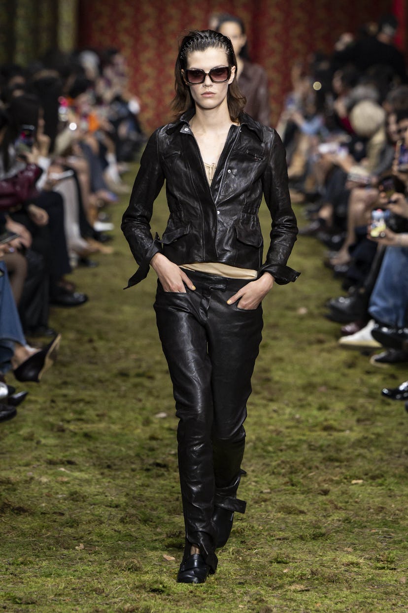 PARIS, FRANCE - MARCH 10: A model walks the runway during the Miu Miu Ready to Wear Fall/Winter 2026...