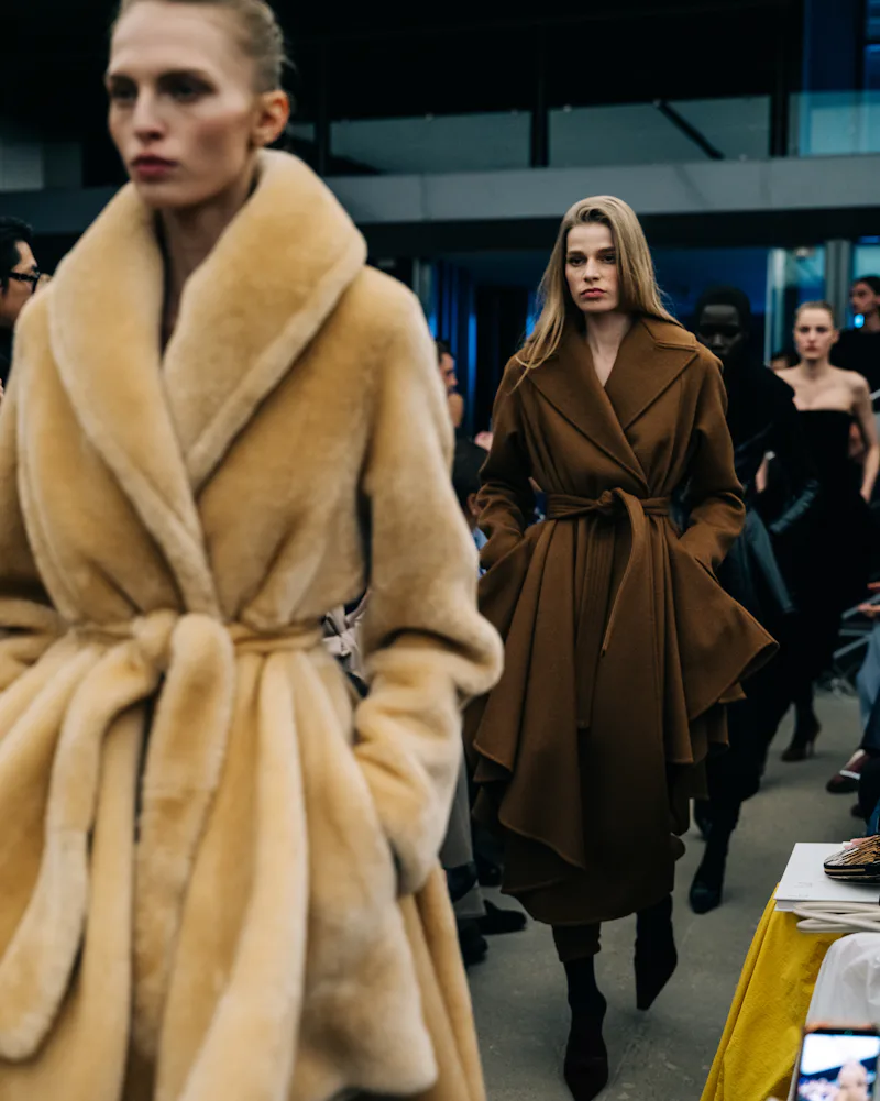 Model on the runway at the Alaïa fashion show as part of Paris Fashion Week Fall 2026 held at Former...