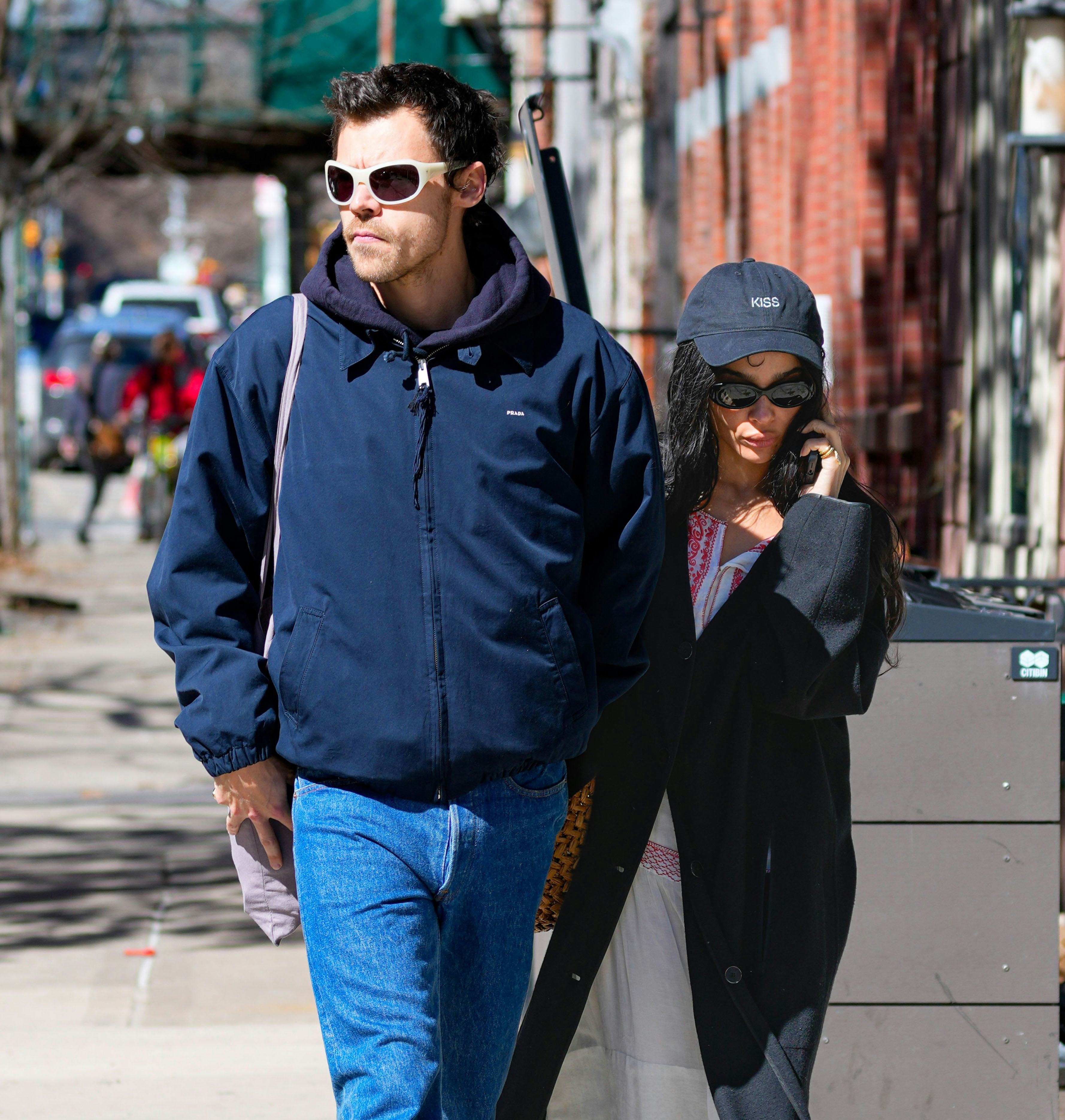 Harry Styles and Zoe Kravitz are seen on March 09, 2026 in New York City.