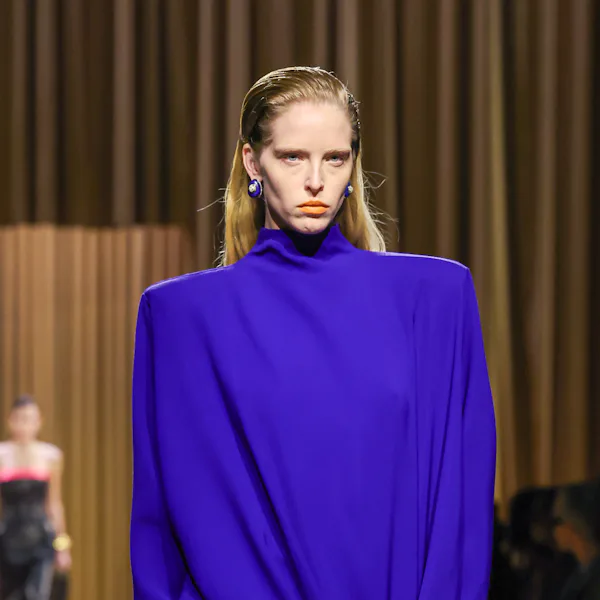 A model walks the runway during the Mugler Womenswear Fall/Winter 2026-2027 show as part of Paris Fa...
