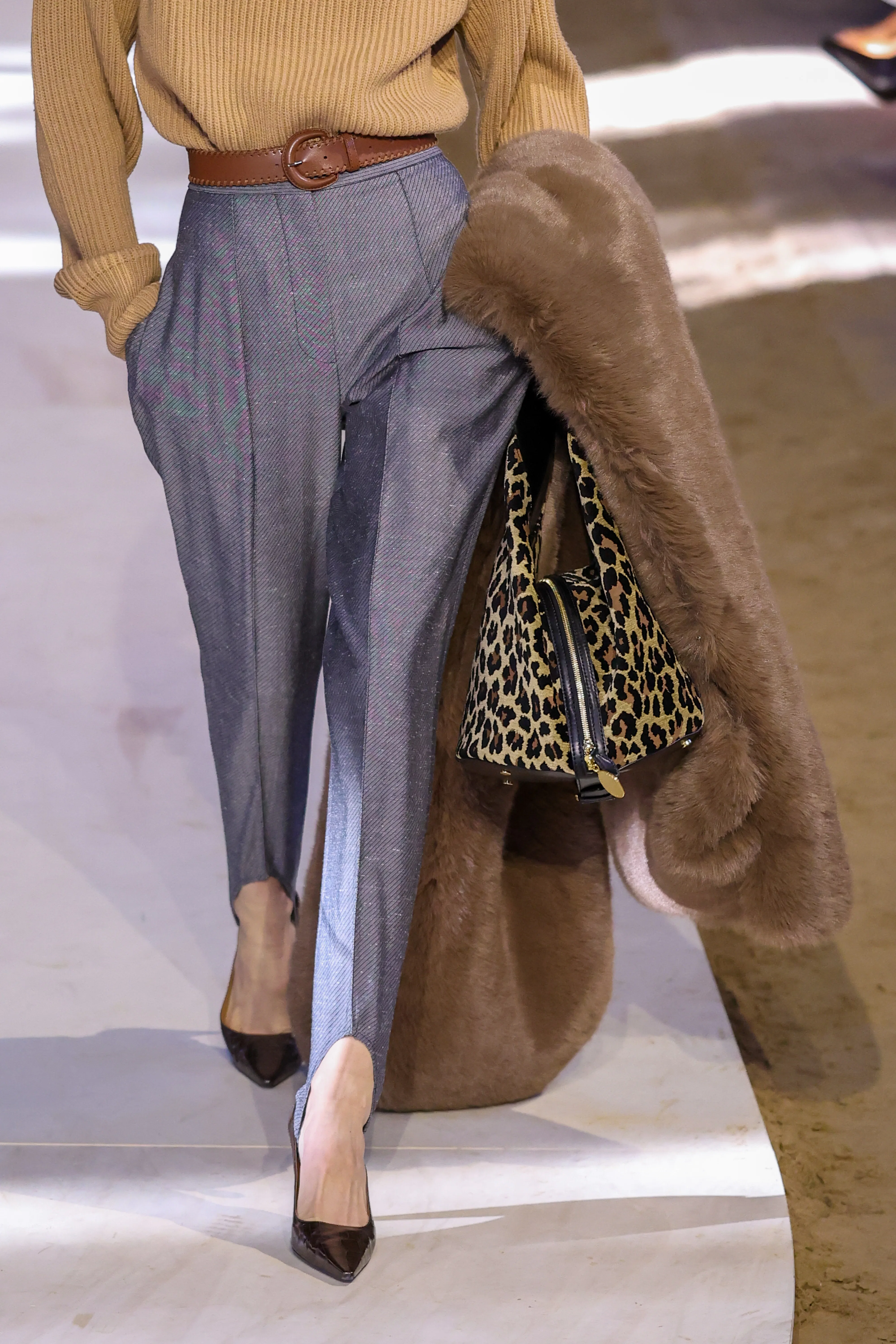 A model, bag detail, walks the runway during the Stella McCartney Womenswear Fall/Winter 2026