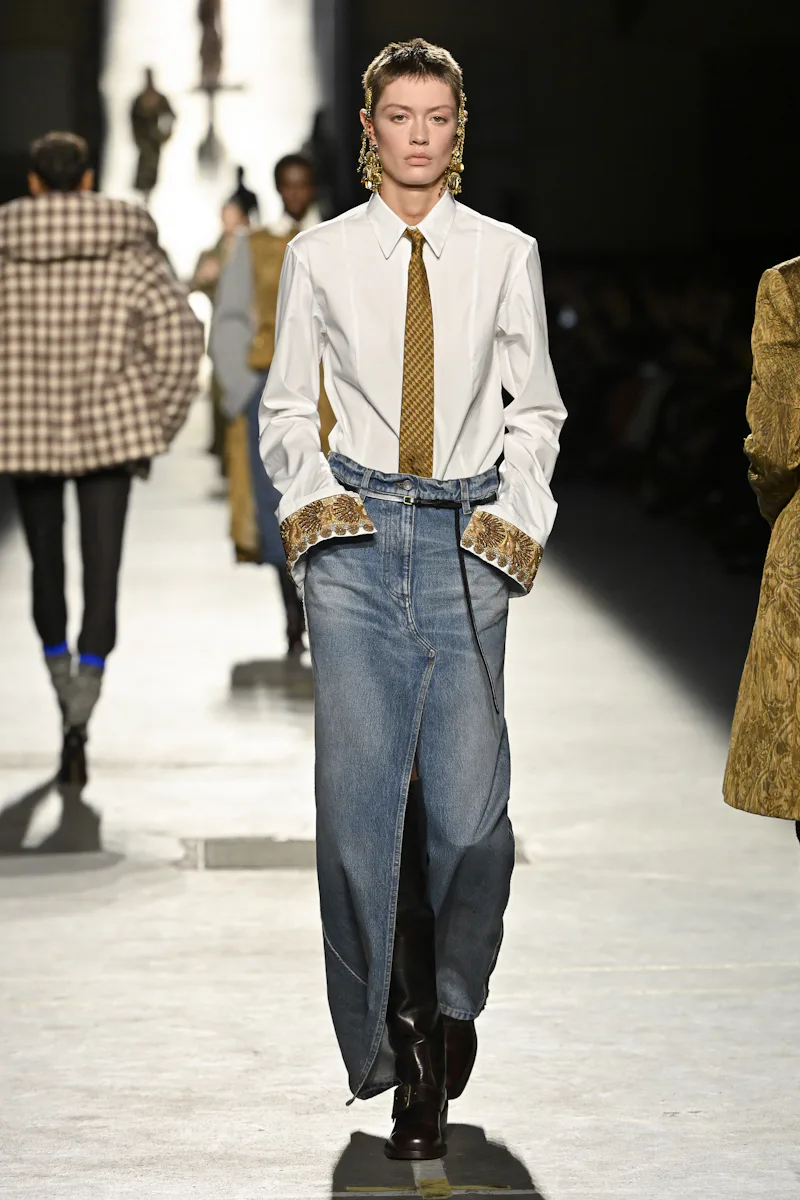 PARIS, FRANCE - MARCH 04: A model walks the runway during the Dries Van Noten Ready to Wear Fall/Win...