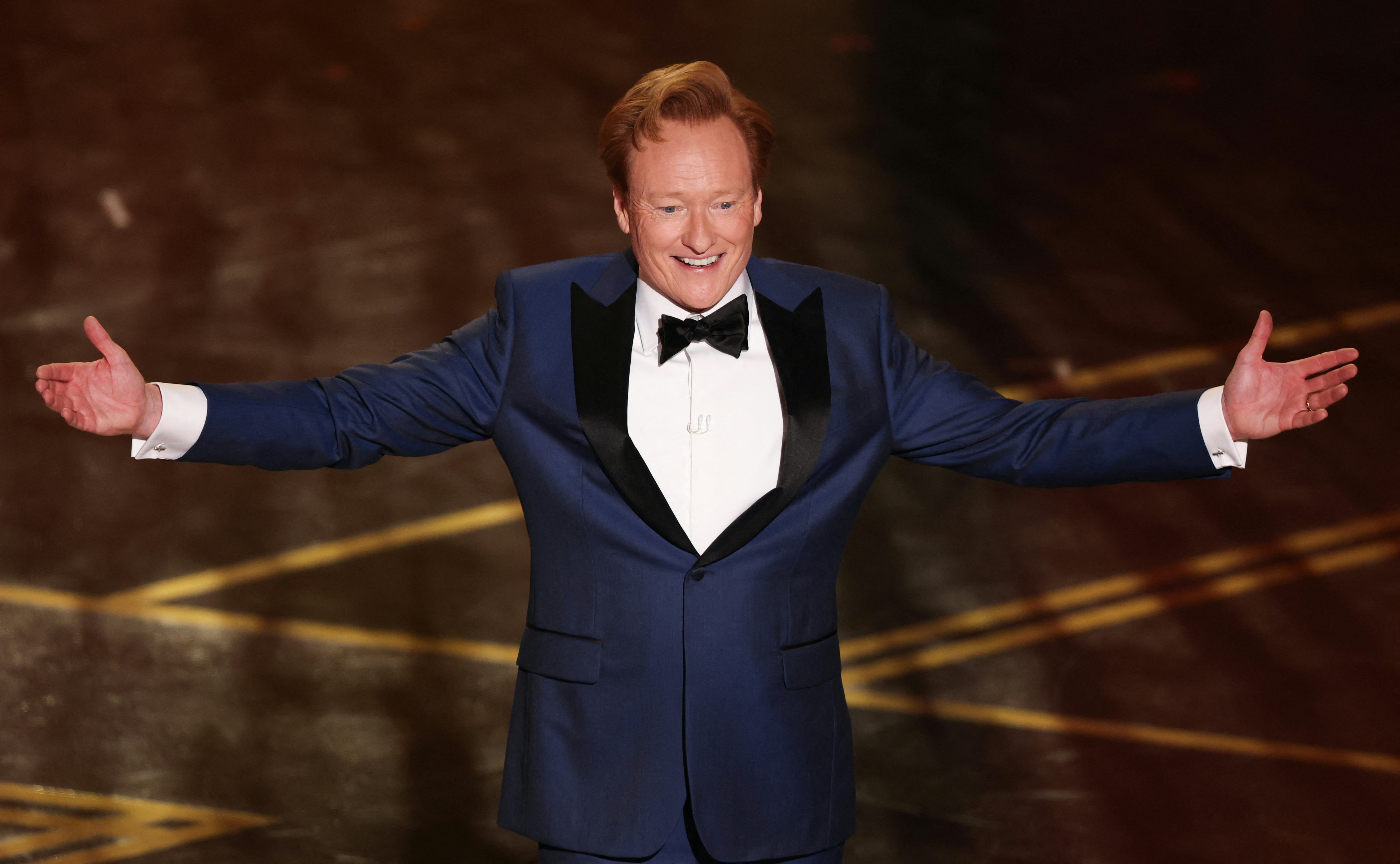 US Comedian host Conan O'Brien speaks onstage during the 98th Annual Academy Awards at the Dolby The...