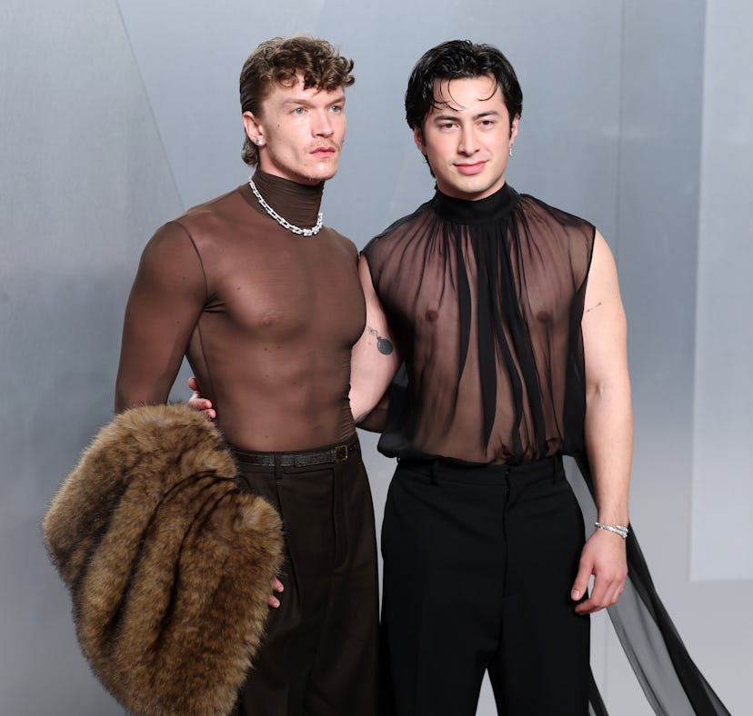 Connor Storrie and Hudson Williams wore matching sheer tops to the Oscars after-party.