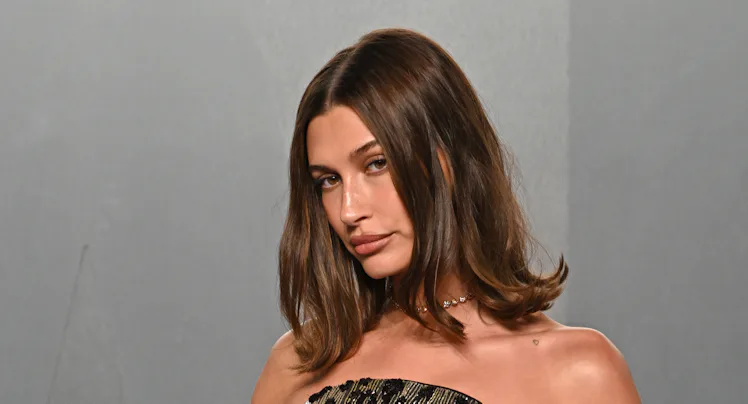 Hailey Bieber attends the Vanity Fair Oscar Party held at Los Angeles County Museum of Art in Beverl...