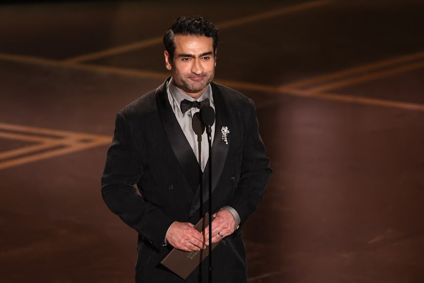 Pakistani-US comedian Kumail Nanjiani presents the Oscar for Best Live Action Short Film onstage dur...