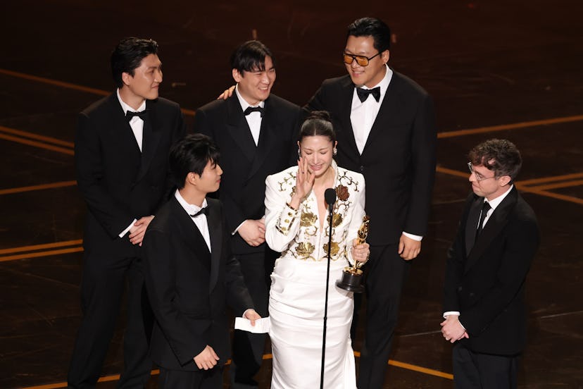 Hollywood, CA - March 15, 2026: EJAE accepts the Oscar for Best Original Song for "Golden" during th...