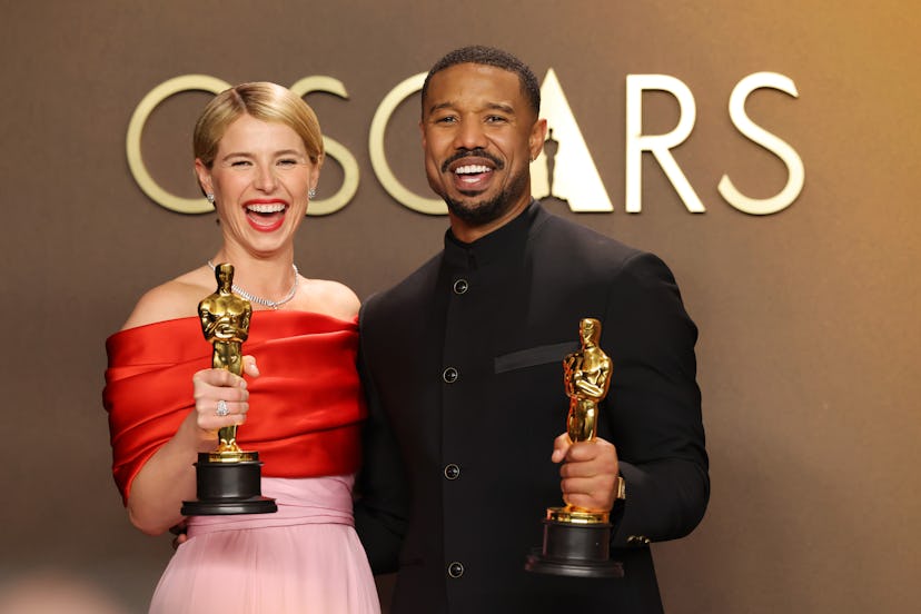 HOLLYWOOD, CALIFORNIA - MARCH 15: (L-R) Jessie Buckley, winner of the Best Actress Award for “Hamnet...