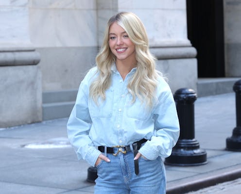 NEW YORK, NY - FEBRUARY 09: Sydney Sweeney is seen at the NYSE for American Eagle in Wall Street, Ma...