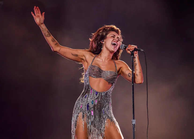 Miley Cyrus performs onstage during the 66th GRAMMY Awards